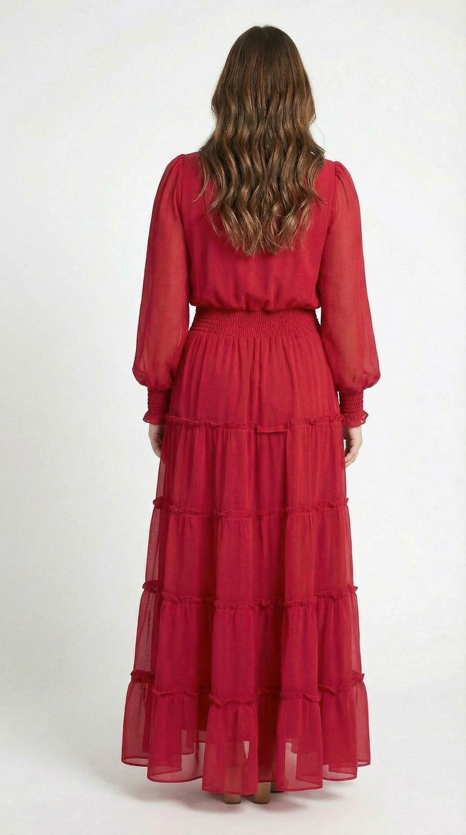 Rosso Chiffon Gown, view 2